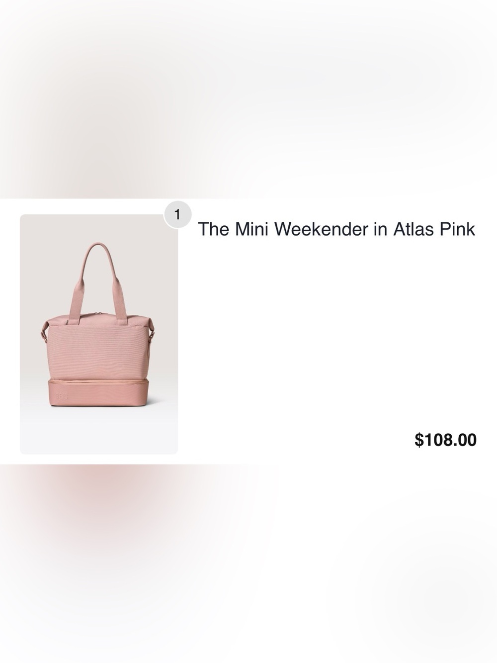 NWT BÉIS Mini Weekender in Atlas Pink